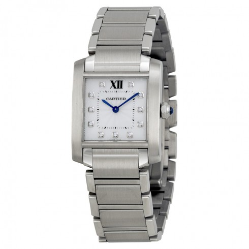 Cartier Tank Francaise Silver Dial Stainless Steel Ladies Watch WE110007 watches