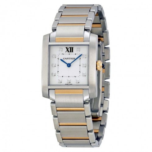 Cartier Tank Francaise Silver Dial Steel and 18kt Pink Gold Ladies Watch WE110005 watches