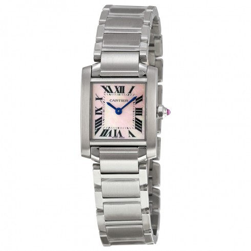Cartier Tank Francaise Steel Pink Mother-of-Pearl Ladies Watch W51028Q3 watches