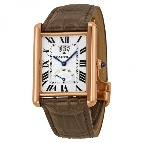 Cartier Tank Louis Silver Dial 18k Rose Gold Brown Leather Mechanical Men's Watch W1560003 watches