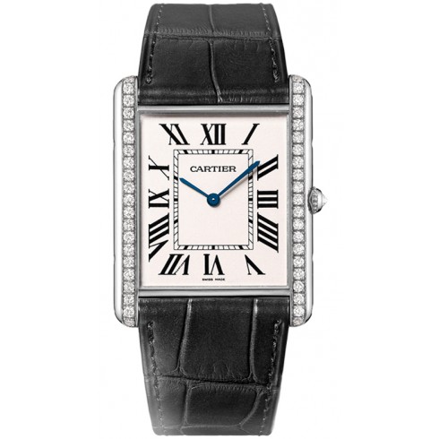 Cartier Tank Louis Silver Dial Black Leather Men's Watch WT200006 watches