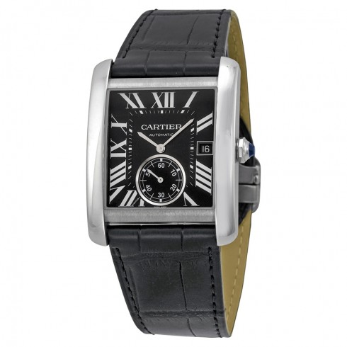 Cartier Tank MC Automatic Black Dial Black Leather Men's Watch W5330004 watches