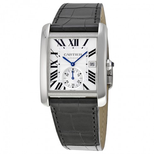 Cartier Tank MC Automatic Silver Dial Black Leather Men's Watch W5330003 watches