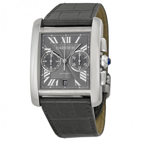 Cartier Tank MC Chronograph Grey Dial Grey Leather Ladies Watch W5330008 watches