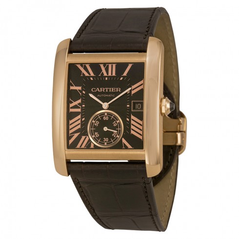 Cartier Tank MC Mechanical Brown Dial Brown Leather Strap Men's Watch W5330002 watches