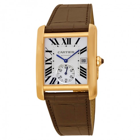 Cartier Tank MC Mechanical Silver Dial Brown Leather Strap Men's Watch W5330001 watches