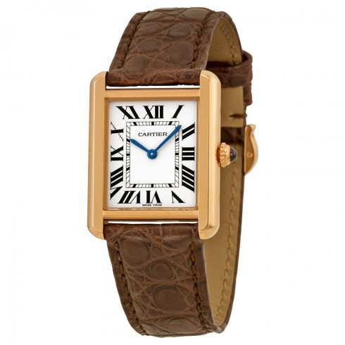 Cartier Tank Solo Silver Dial Brown Leather Strap Ladies Watch W5200024 watches