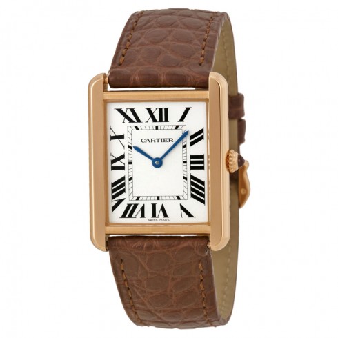 Cartier Tank Solo Silver Dial Brown Leather Strap Ladies Watch W5200025 watches