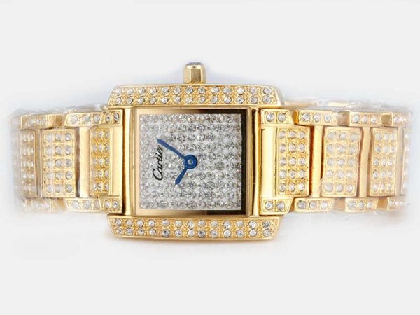 Cartier Tank W50002N2 Square Womens Stainless Steel Case Watch watches