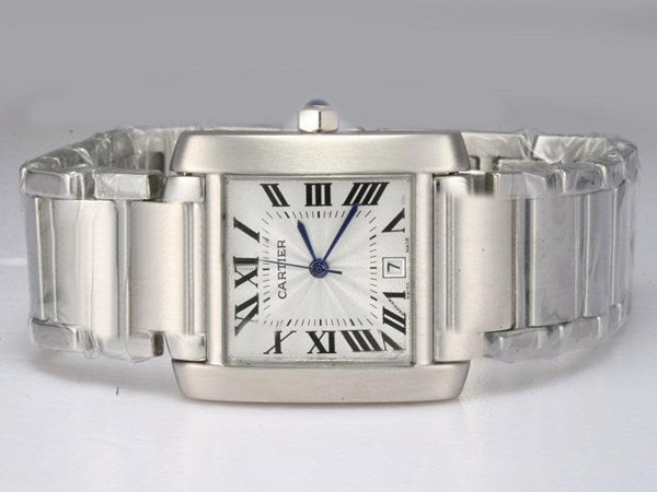 Cartier Tank W51002Q3 Stainless Steel Bezel White Dial Watch watches