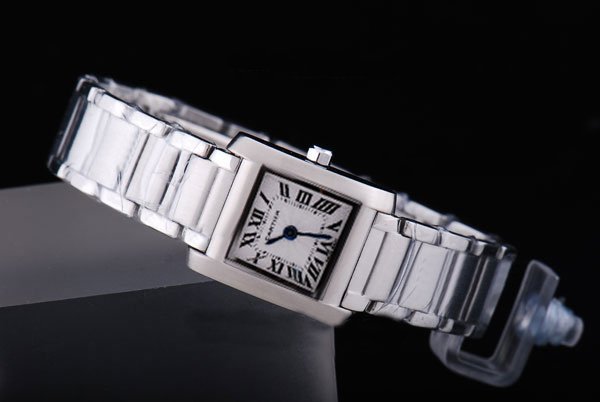 Cartier Tank w51008Q3 Square Silver Stainless Steel Strap Womens Watch watches