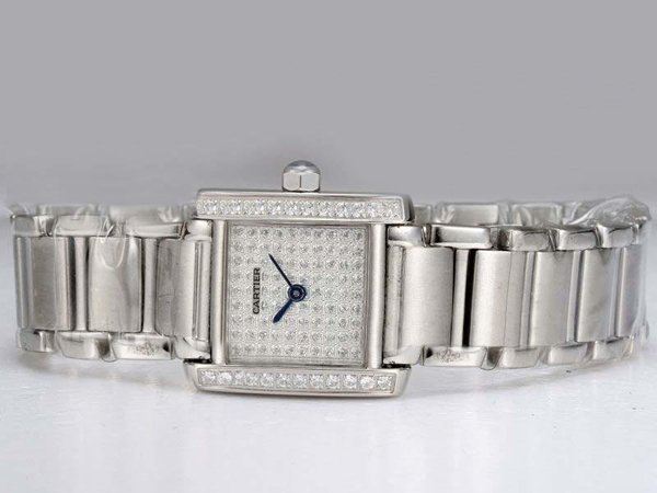Cartier Tank W5101193 Womens Square Stainless Steel Case Watch watches