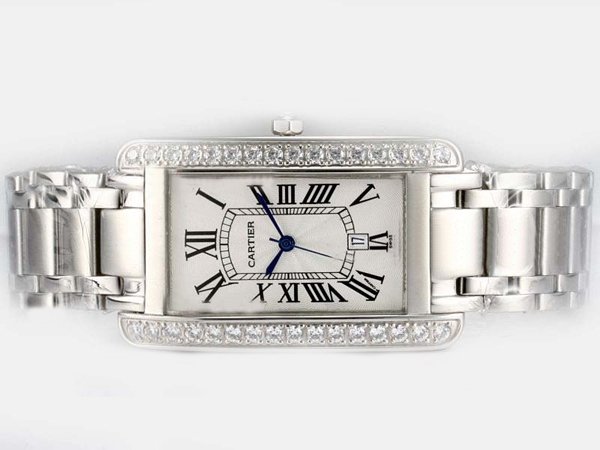 Cartier Tank WB7073L1 Stainless Steel Case Rectangle White Dial Watch watches