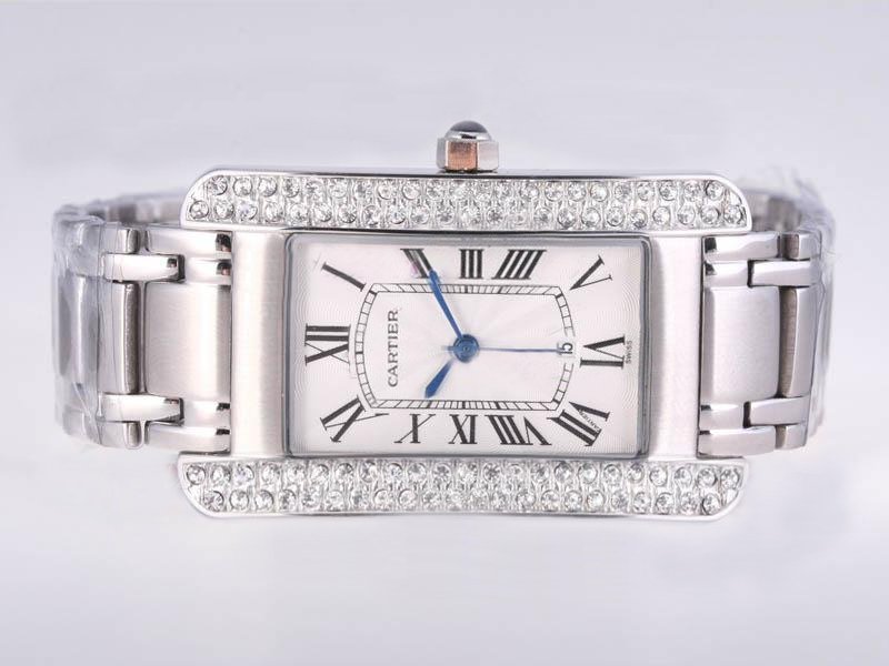 Cartier Tank wB7073Mp 28x46mm Womens Silver Stainless Steel Strap Watch watches