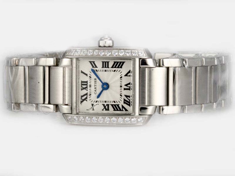 Cartier Tank wE1002S3 Silver Stainless Steel Strap Square Watch watches
