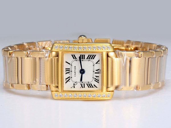 Cartier Tank wE10456H 22x26mm White Dial Gold 18k Gold Strap Watch watches