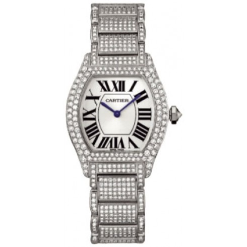 Cartier Tortue Diamond 18kt White Gold Ladies Watch WA5049MC watches