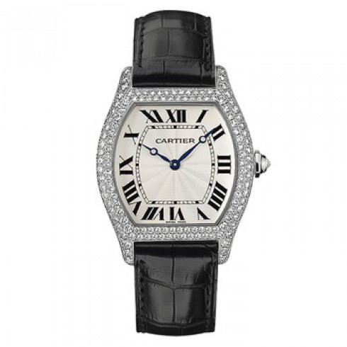 Cartier Tortue Manual Wind Diamond 18 kt White Gold Men's Watch WA503851 watches