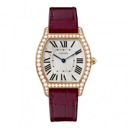 Cartier Tortue Silver Dial 18kt Rose Gold Diamond Unisex Watch WA501008 watches