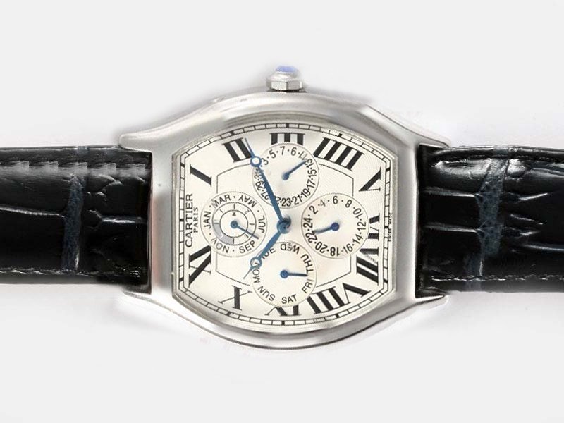 Cartier Tortue W1540551 Black Cow Leather Strap 34x43mm Watch watches
