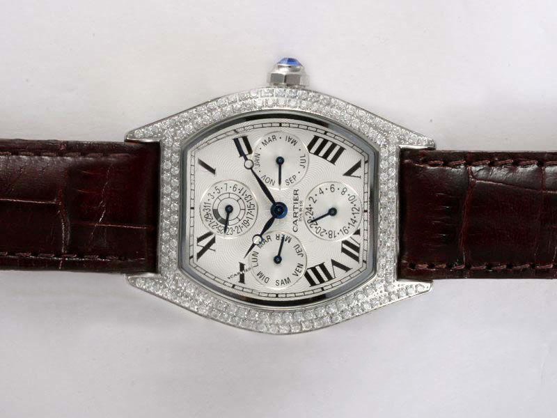 Cartier Tortue W1540551 Stainless Steel Case Rectangle White Dial Watch watches