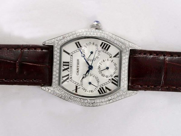 Cartier Tortue WA503751 Stainless Steel Case White Dial Watch watches