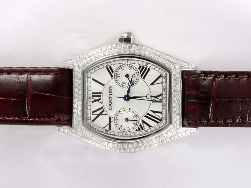 Cartier Tortue WA503951 Mens Stainless Steel Case Rectangle Watch watches