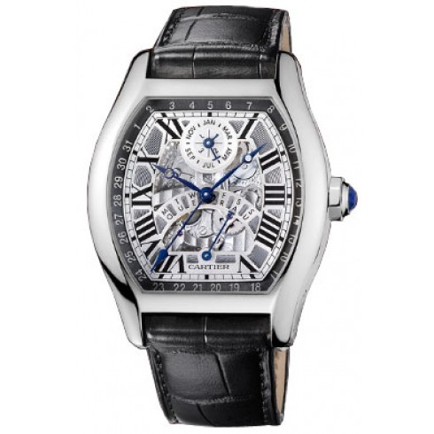 Cartier Tortue XL Perpetual Calendar Automatic 18 kt White Gold Men's Watch W1580048 watches