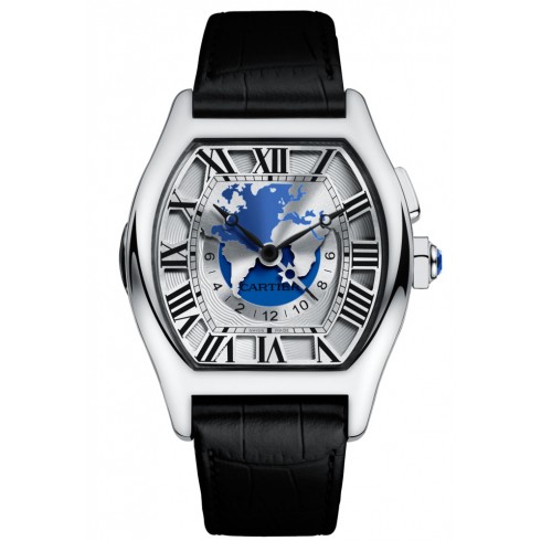 Cartier Tortue XXL Multiple Time Zone Manual Wind 18 kt White Gold Men's Watch W1580050 watches