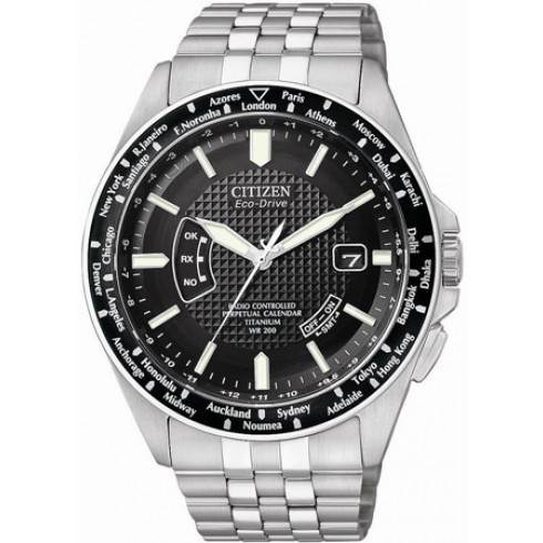 Citizen World Perpetual Black Dial Titanium Men's Watch CB0030-56E watches