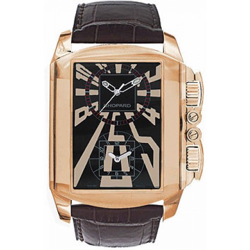 Chopard Dual Time Zone Black Dial Rose Gold Leather Men's Watch 162286-5001 watches