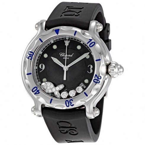 Chopard Happy Beach Diamond Fish Steel Black Unisex Watch 28/8347-8 watches