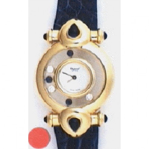 Chopard Happy Diamonds Floating Diamond and Sapphire Dial Gold Ladies Watch 205953-0003 watches