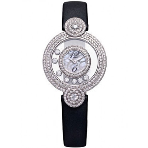 Replica Chopard Happy Diamonds Mother of Pearl Silk Strap Ladies Watch 209341-1001 Watch