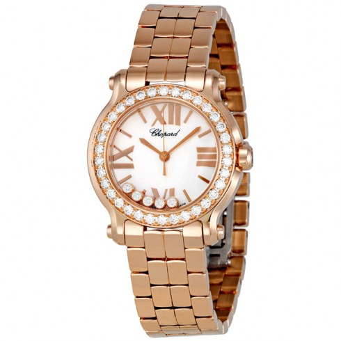 Chopard Happy Sport 18k Rose Gold Diamond Ladies Watch 274189-5007 watches
