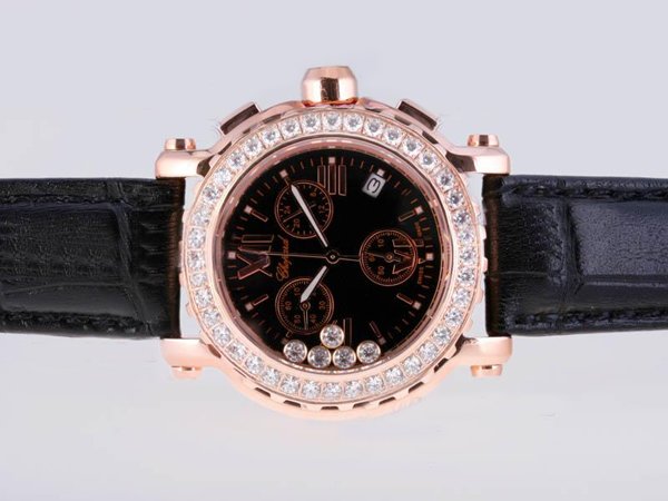Chopard Happy Sport Chronograph 283582-5001 Rose Gold Case 42mm Midsize Watch watches