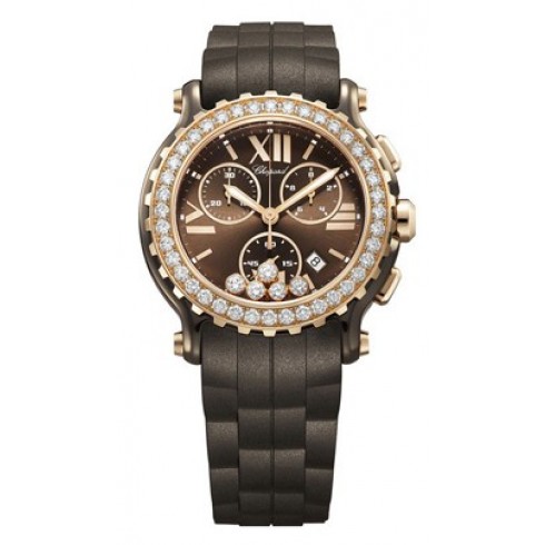 Chopard Happy Sport Chronograph Brown Dial Diamond Watch 288515-9004 watches
