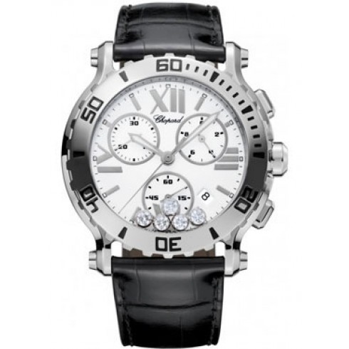 Chopard Happy Sport Chronograph White Dial Leather Strap Ladies Watch 288499-3001 watches