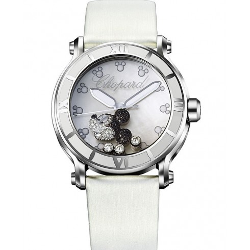 Chopard Happy Sport Diamond Mickey Mouse Mother Of Pearl Dial White Satin Ladies Watch 288524-3004 watches