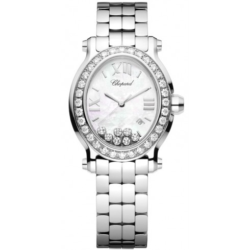 Chopard Happy Sport Diamond Mother of Pearl Dial Stainless Steel Ladies Watch 278546-3004 watches