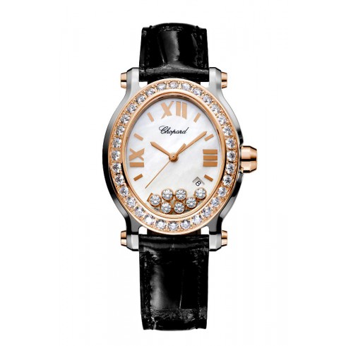 Chopard Happy Sport Floating Diamonds 18 kt Rose Gold Bezel Ladies Watch 27/8546-6002 watches