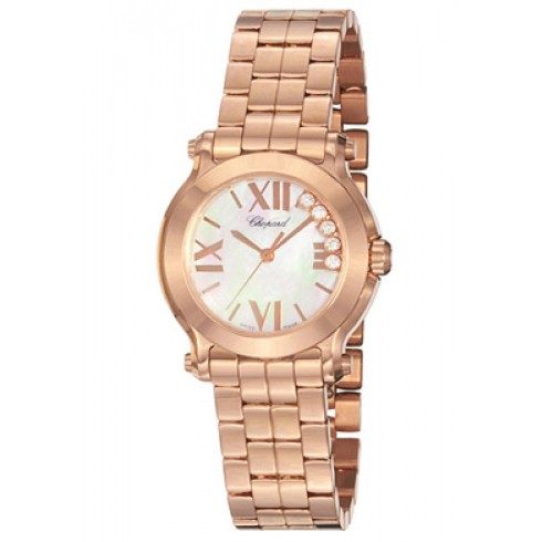 Chopard Happy Sport Mother Of Pearl Dial 18kt Rose Gold Floating Diamond Ladies Watch 274189-5003 watches