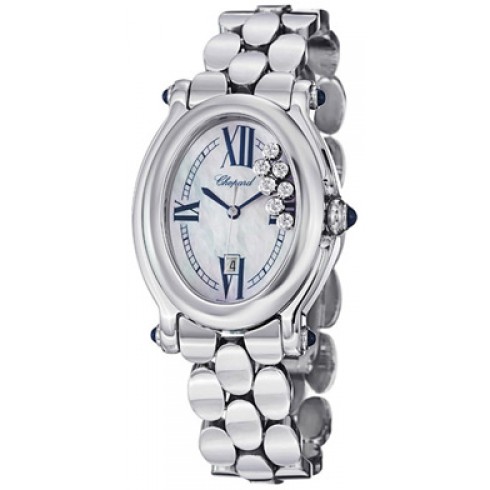 Chopard Happy Sport Mother Of Pearl Dial Stainless Steel Floating Diamonds Ladies Watch 278418-3004 watches