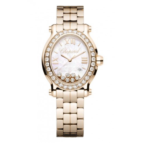 Chopard Happy Sport Mother of Pearl Diamond Dial Rose Gold Ladies Watch 275350-5004 watches