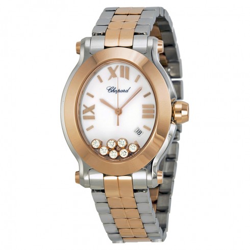Chopard Happy Sport Oval 18kt Rose Gold Floating Diamonds Ladies Watch 278546-6003 watches