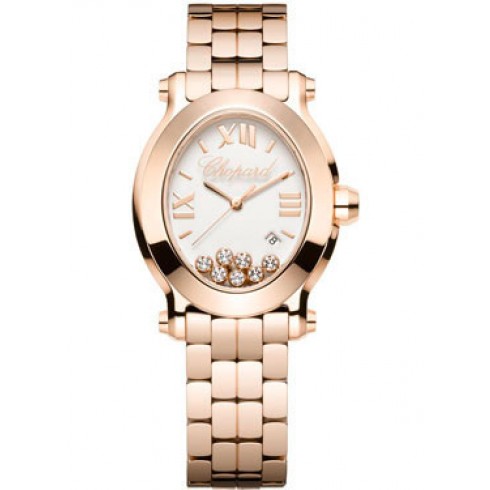 Chopard Happy Sport Oval Floating Diamond 18 kt Rose Gold Ladies Watch 275350-5002 watches