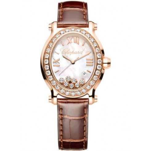 Chopard Happy Sport Oval Mother of Pearl 18k Rose Gold Ladies Watch 275350-5003 watches