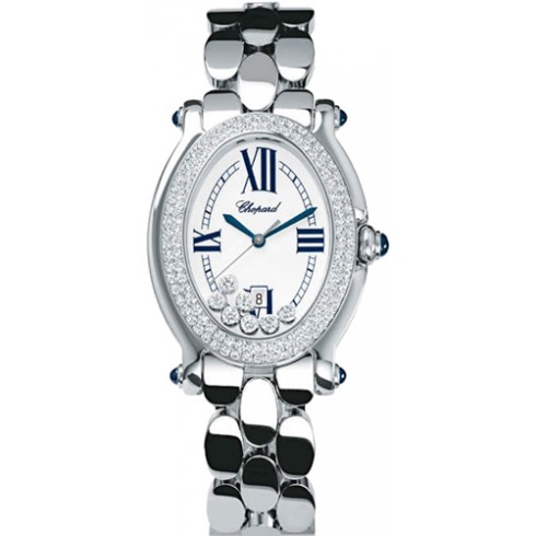 Chopard Happy Sport Oval White Dial 18kt White Gold Diamond Ladies Watch 278419-2001 watches