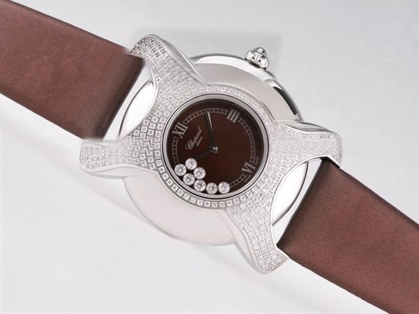 Chopard Happy Sport Round 277471-5001 Quartz Diamond Bezel Brown Dial Watch watches