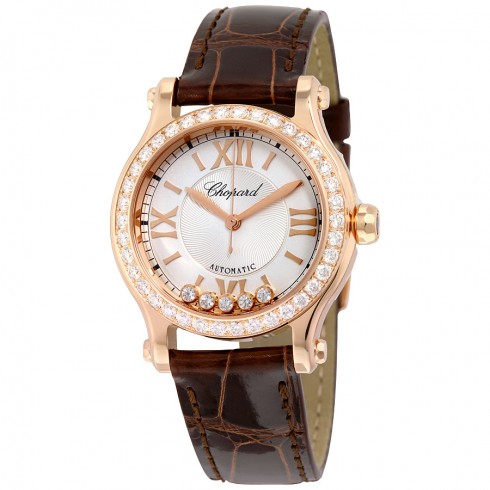 Chopard Happy Sport Silver Dial Alligator Leather Strap Ladies Watch 274893-5002 watches